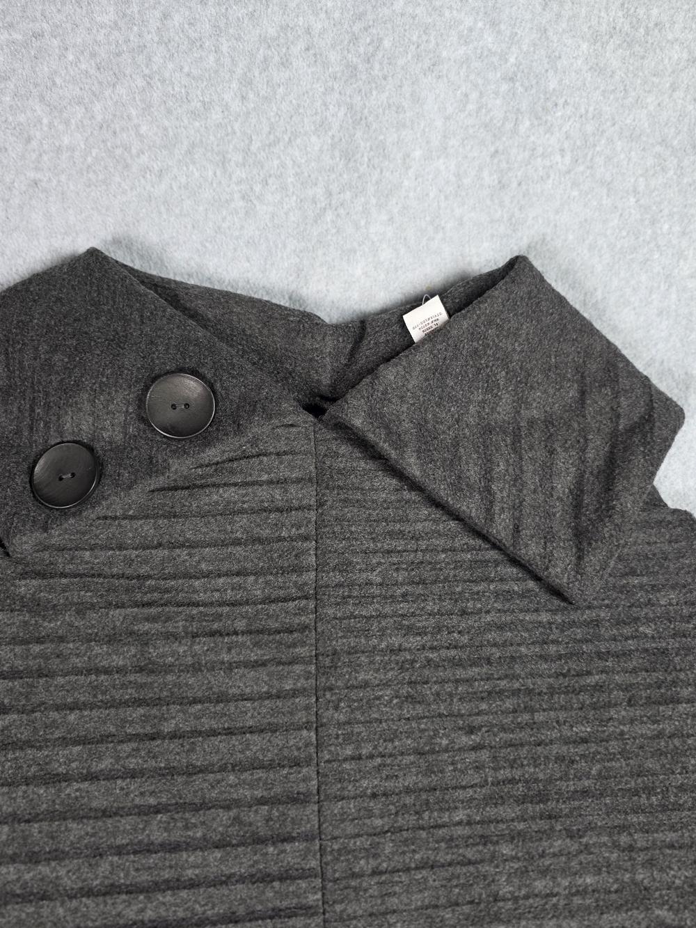 Moda Charcoal Ribbed Button-Collar Shrug - Picture 2 of 6